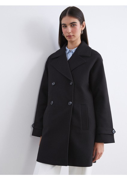 Yeni Sezon Ceket Yaka Kadın Kaşe Kaban