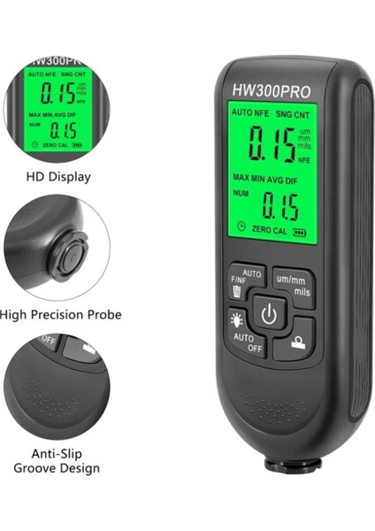 Hw-300pro Oto Boya Kalınlık Ölçer 0-2000µm Fe & Nfe Kaplama Kalınlık Test Cihazı