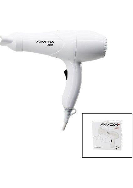AWOX ALİZE BEYAZ SAÇ KURUTMA - FÖN MAKİNESİ + DAR ŞEKİLLENDİRİCİ BAŞLIK 2 KADEME ISI AYARI 1200W (5264)