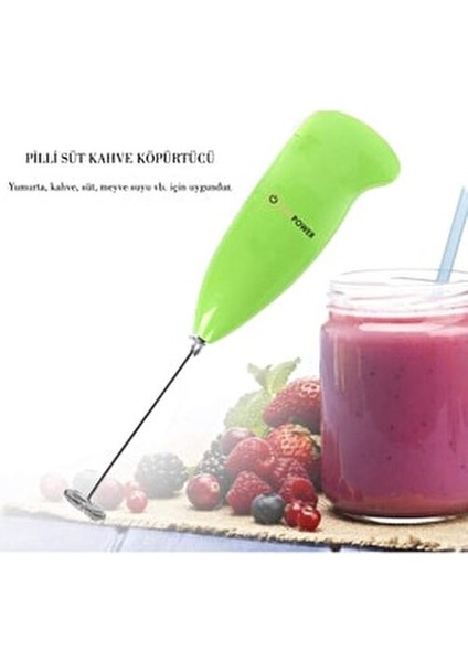 Renkli Pilli Mini Mikser Polipropilen Malzemeden Ergonomik Tasarım 78 mm