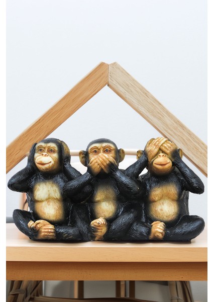 3 Maymun Görmedim Duymadım Bilmiyorum Dekoratif Oble Biblo 3lü Maymun Masa Üstü Dekor Obje