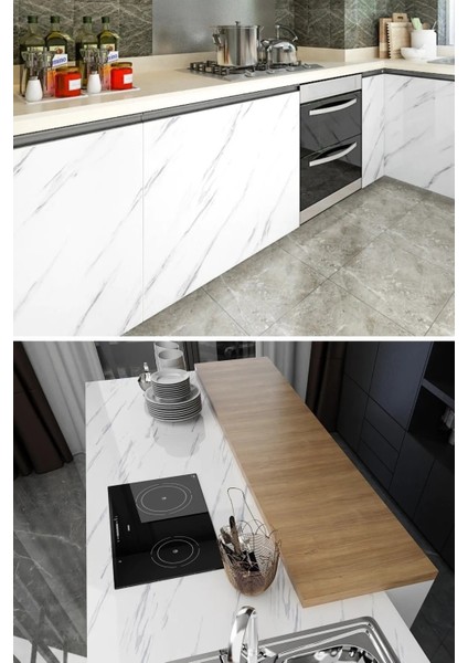 Mermer Desenli Yapışkanlı Silinebilir Tezgah Üstü Folyo 5 Metre Beyaz fırsatları