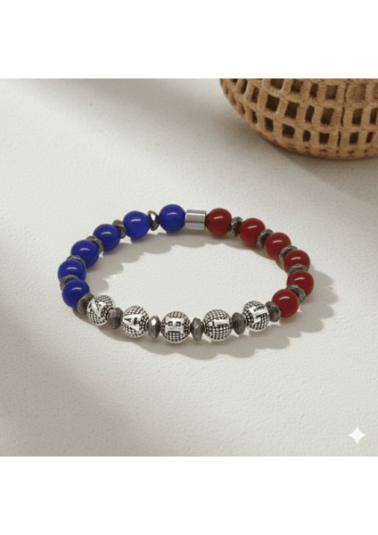 Isme Özel Yazılı Küre Kesim Bordo Mavi Jade Hematit Doğaltaş Erkek Taraftar Bileklik fırsatları