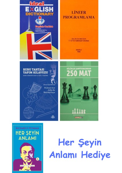 Ideal English Dictionary + Lineer Programlama + Rubu Tahtası Yapım Kılavuzu + Küçükler Şampiyonasından 250 Mat + Her Şeyin Anlamı