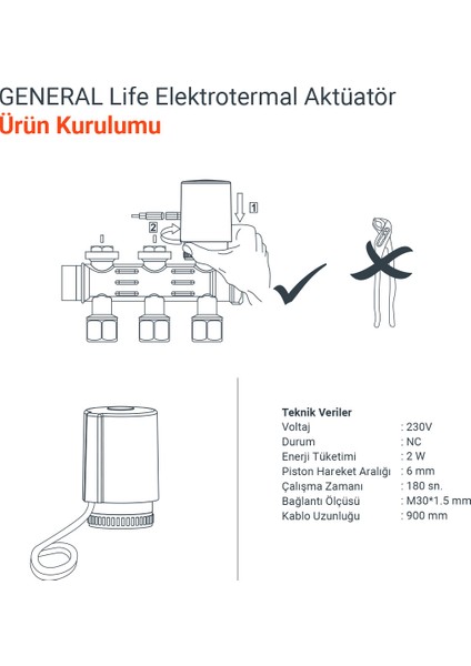 Mitra TA230 Elektrotermal Aktüatör Vana Motoru fırsatları