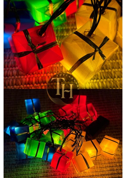 Hediye Paketi Şekilli Yılbaşı Işığı Pilli Çam Ağacı Süsü Yeni Yıl New Year Merry Christmas