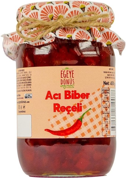 Dönüş Ev Yapımı Geleneksel Acı Biber Reçeli Cam Kavanoz - 450 Gr. (%65-%70 Meyve Oranı)