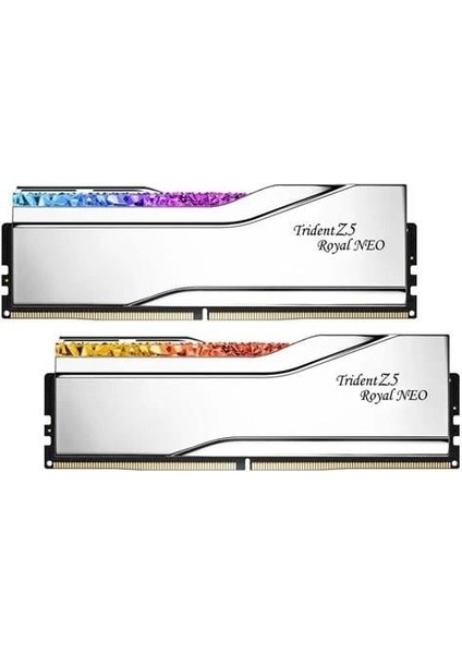 Gskıll 64GB (2x 32GB) Ddr5 6000MHZ CL28 Rgb Dual Kıt Pc Ram Trıdent Z5 Neo Royal Sılver F5-6000J2836G32GX2-TR5NS