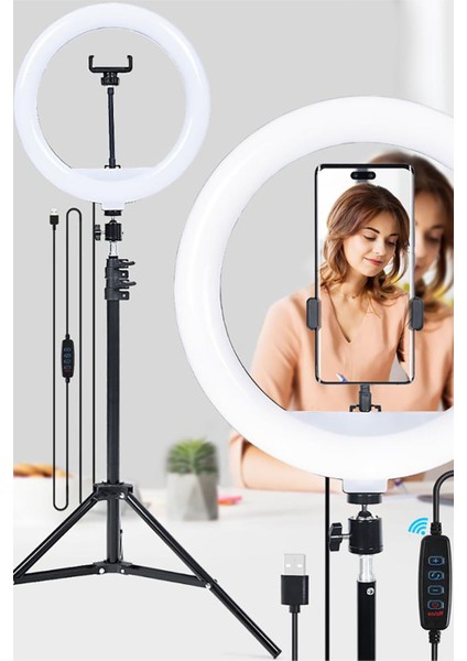 Youtuber LED Işıklı Tripod Selfie Makyaj Işığı Ring Light 10 Inç Halka Ring Light 10 Inç modelleri