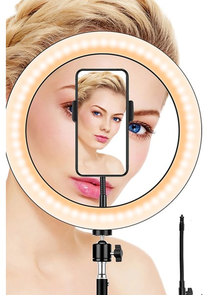 Youtuber LED Işıklı Tripod Selfie Makyaj Işığı Ring Light 10 Inç Halka Ring Light 10 Inç fırsatları