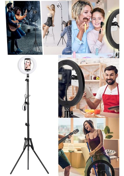 Youtuber LED Işıklı Tripod Selfie Makyaj Işığı Ring Light 10 Inç Halka Ring Light 10 Inç indirimleri