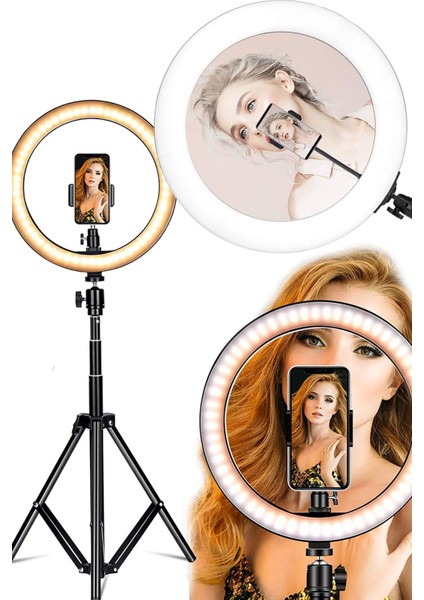 Youtuber LED Işıklı Tripod Selfie Makyaj Işığı Ring Light 10 Inç Halka Ring Light 10 Inç
