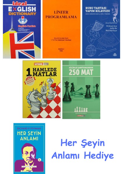 Ideal English Dictionary + Lineer Programlama + Rubu Tahtası Yapım Kılavuzu + 1 Hamlede Matlar + Küçükler Şampiyonasından 250 Mat + Her Şeyin Anlamı