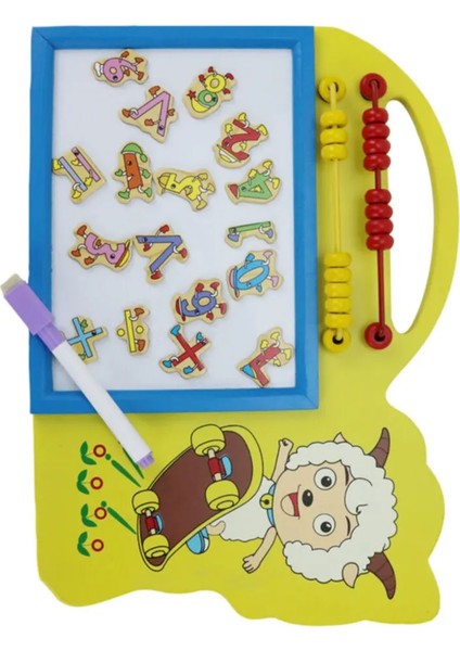 Ahşap Eğitici Öğretici Zihin Geliştirici Abaküs Yazı Tahtası 2si Bir Arada Set Oyun Seti Ahşap