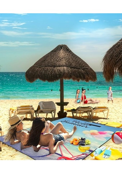 Plaj Havlusu, Piknik Örtüsü, Plaj Matı, Çantalı Plaj Hasırı,kamp Battaniyesi, Kamp Matı, Katlanabilir, Hafif, Su Geçirmez, Kum Geçirmez (Bisiklet-Sahil Yolu)