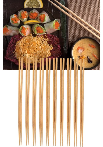 10 Çift Yıkanabilir Organik Ahşap Bambu Yemek Çubuğu, Sushi Noodle Japon Çin Yemek Çubuğu