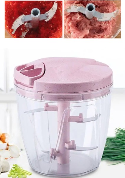 5 Bıçaklı Büyük Boy Ipli El Rondosu Pratik Doğrayıcı | Chopper 5 Bıçaklı Çek Bırak El Rondosu 1000ML fırsatları