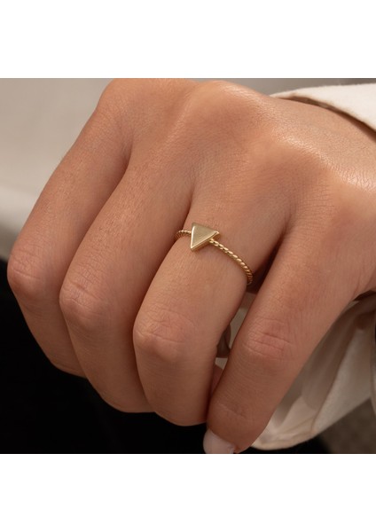 Üçgen Minimal 14 Ayar Altın Yüzük