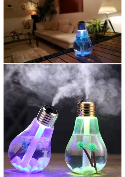 LED Işıklı Ampül Hava Nemlendirici Buhar Makinası Humidifier
