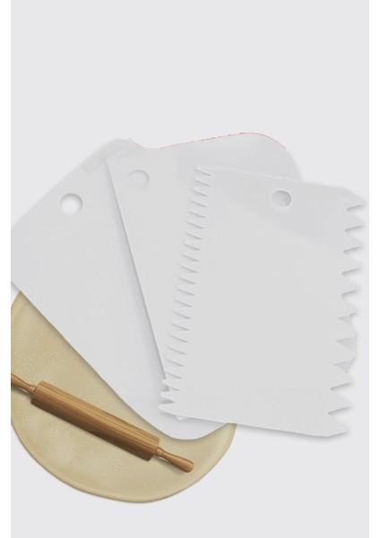 Plastik Hamur Kesici Pasta Kazıyıcı Plastik 3 Adet Set Plastik Krem Hamur Kazıyıcı Kesici Spatula