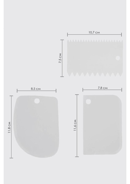 Plastik Hamur Kesici Pasta Kazıyıcı Plastik 3 Adet Set Plastik Krem Hamur Kazıyıcı Kesici Spatula modelleri