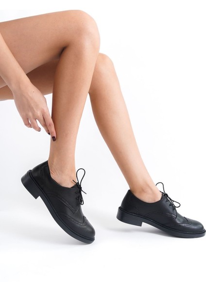 Kadın Günlük Ayakkabı - Oxford Siyah Rugan