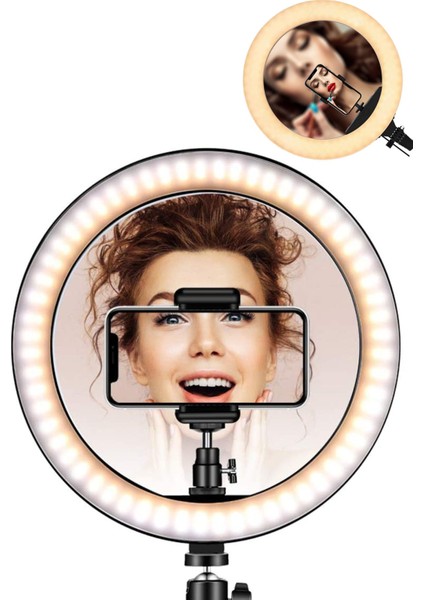 Youtuber LED Işıklı Tripod Selfie Makyaj Işığı Ring Light 10 Inç Halka Ring Light 10 Inç