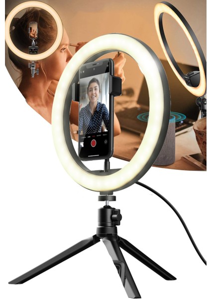 Youtuber Tiktok Çekim Işık Telefon Tutucu Makyaj Işığı Ring Light 8 Inç 20 cm Tripod modelleri