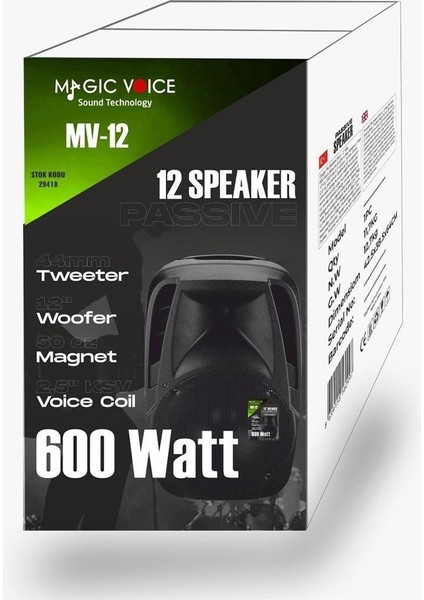 Mv-12 600 Watt 12'' 2-Yollu Pasif Kabin Hoparlör fırsatları