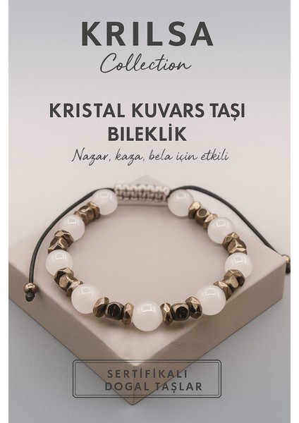 Sertifikalı Kristal Kuvars Doğal Taş Bileklik – Nazar Kaza ve Bela Enerjisine Karşı Koruma