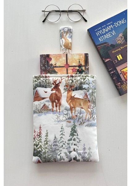 Geyik Desenli Kumaş Kitap Kılıfı