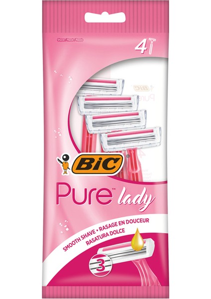 Bic Pure 3 Lady 3 Bıçaklı Kadın Tıraş Bıçağı 4'lü 3 Adet