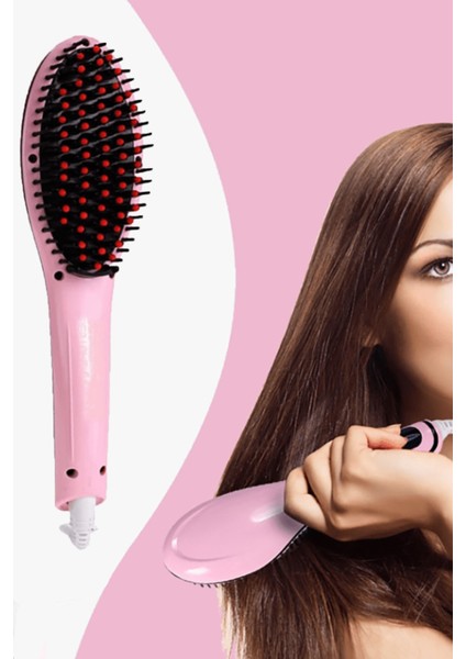 Profesyonel Elektrikli Saç Düzleştirici Tarak Fast Hair Straightener Düzleştirici Pembe Tarak