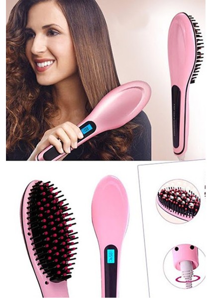 Profesyonel Elektrikli Saç Düzleştirici Tarak Fast Hair Straightener Düzleştirici Pembe Tarak fırsatları