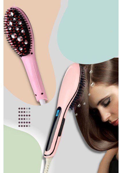 Profesyonel Elektrikli Saç Düzleştirici Tarak Fast Hair Straightener Düzleştirici Pembe Tarak