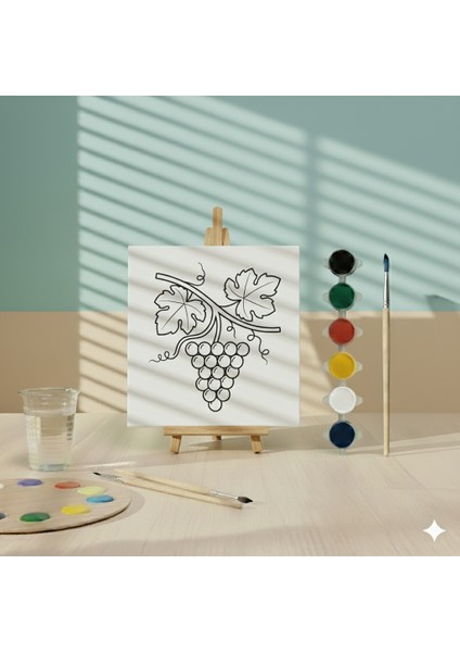 Çocuklar Için Kolay Çizimli Üzüm Salkımı Baskılı Eğitici ve Eğlenceli Boyama Seti fiyatları