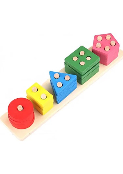 Tam Ahşap Geometrik Şekiller Tek Renkler Uzun Boy Vidalama Oyuncağı Zihin Geliştirici Oyun Set indirimleri