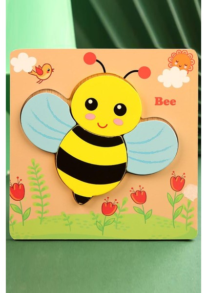 Arı Şeklinde Ahşap Bultak Oyun Seti Eğitici Öğretici Oyun Set Bultak Puzzle Oyuncak