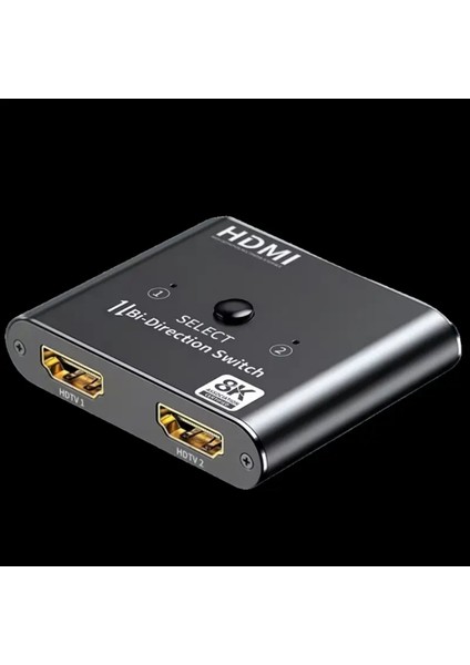 HDMI Dağıtıcı 8K/60Hz+4K/120Hz 2 Giriş 1 Çıkış HDMI Switcher Düğmesi HDMI 2.1 Splitter Anahtarı Type-C Güç Kablosu Hediye CE Lisanslı Orjinal indirimleri