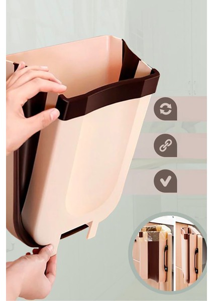 Pratik Katlanabilir Askılı Mutfak, Karavan, Araba Çöp Kovası 9 Lt. indirimleri