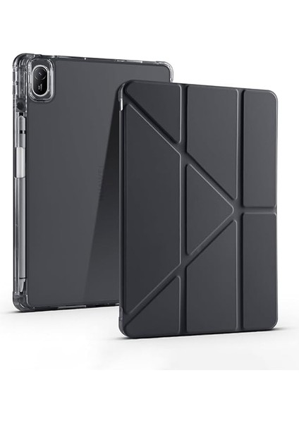 Huawei ile Uyumlu Matepad Se 11 Kılıf Zore Tri Folding Kalem Bölmeli Standlı Kılıf Siyah