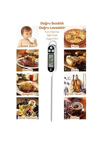 Gıda Termometresi Sıvı Gıda Et Su Bebek Süt Mama Yiyecek Sıcaklık Mutfak Isı Ölçer 3238 modelleri