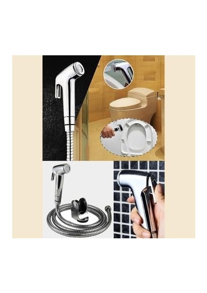 MK1458 Taharet Hortumu Tabancalı Set, Musluk Seti, Tuvalet Için Bide Püskürtücü, El Püskürtme Seti, Bez Bebek Bezi Püskürtme - Kurulumu Kolay fiyatları