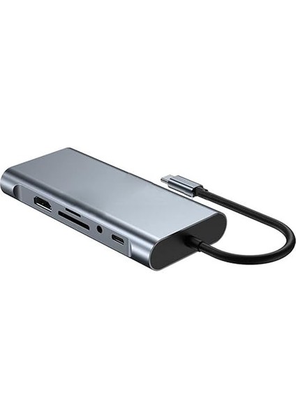 11 In 1 Type-C To USB Hub HDMI (4k),audio/, Type-C/, 4x USB 3.0/, Lan/, Vga/, Sd Card Reader Çevirici Hub 10 Port Adaptör Dönüştürücü Çoklayıcı indirimleri