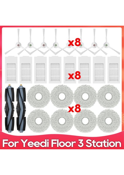 Yeedi Floor 3 Istasyonlu Robot Süpürge Yedek Parçaları Aksesuarları Ana Yan Fırça Paspas Pedleri Bezi (Yurt Dışından)