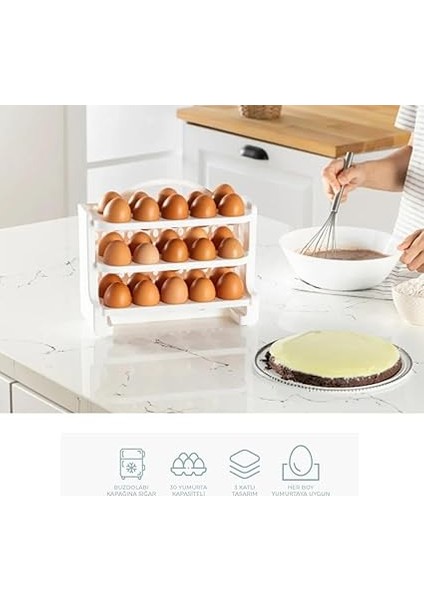 30 Bölmeli Yumurtalık, Buzdolabı Için Yumurtalık, 3 Katlı Yumurta Kutusu Sepeti indirimleri