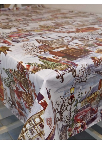 Yeni Yıl Desenli Elyaflı Pvc Masa Örtüsü – Silinebilir ve Su Geçirmez Muşamba indirimleri