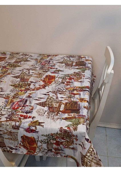 Yeni Yıl Desenli Elyaflı Pvc Masa Örtüsü – Silinebilir ve Su Geçirmez Muşamba