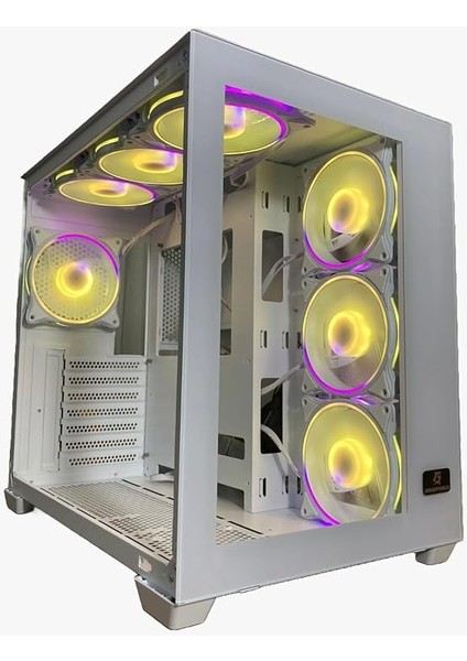 Lıquıd Beyaz 7X120MM Rgb Fanlı Kumandalı ve Kontrolcülü Atx Oyuncu Bilgisayar Kasası
