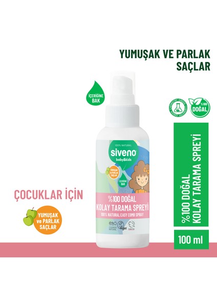%100 Doğal Kolay Tarama Spreyi Çocuklar İçin Nemlendirici Hindistan Cevizi Yağlı 100 ml